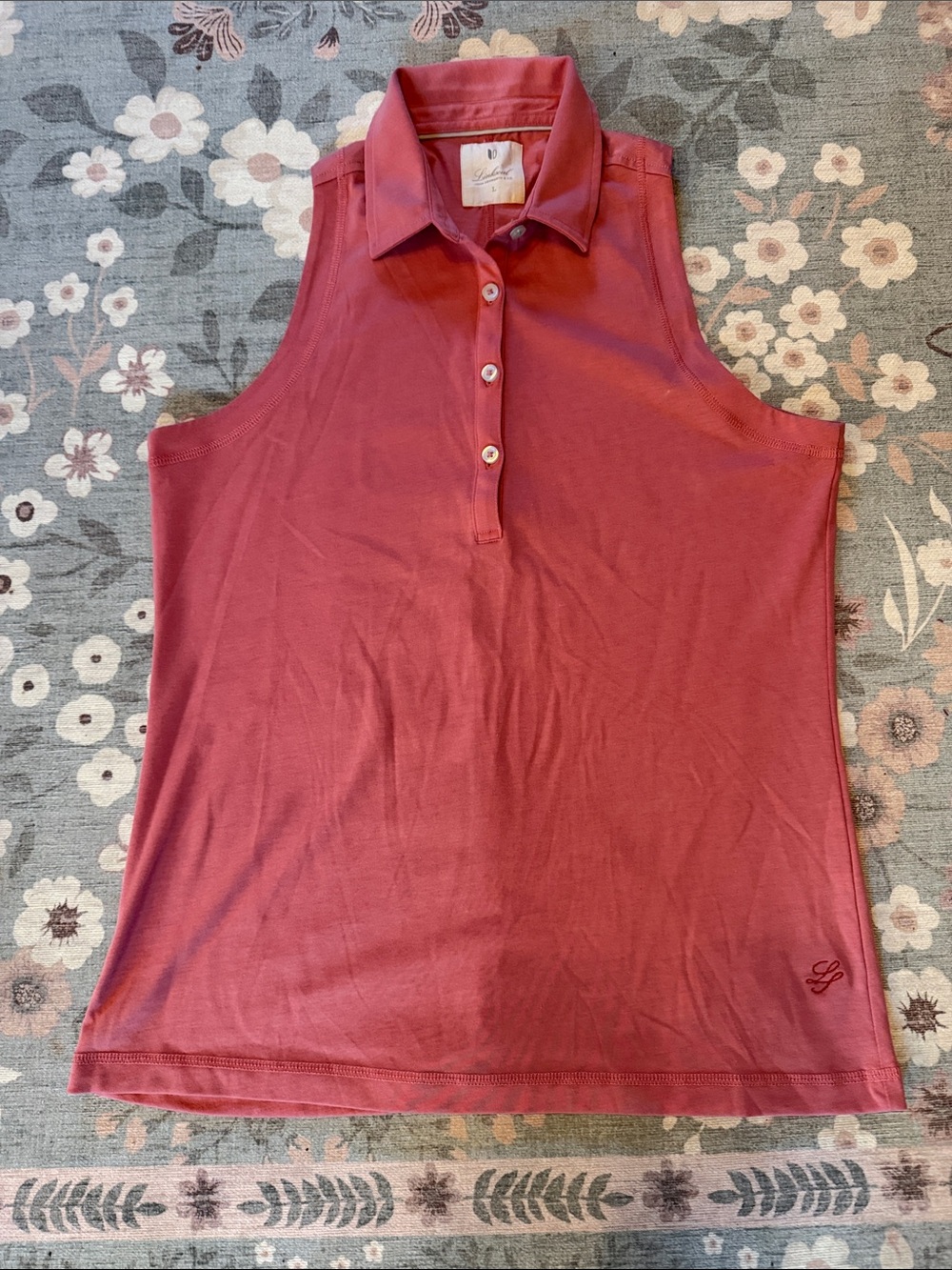 Linksoul Sleeveless Polo Tank in Dusty Rose Large